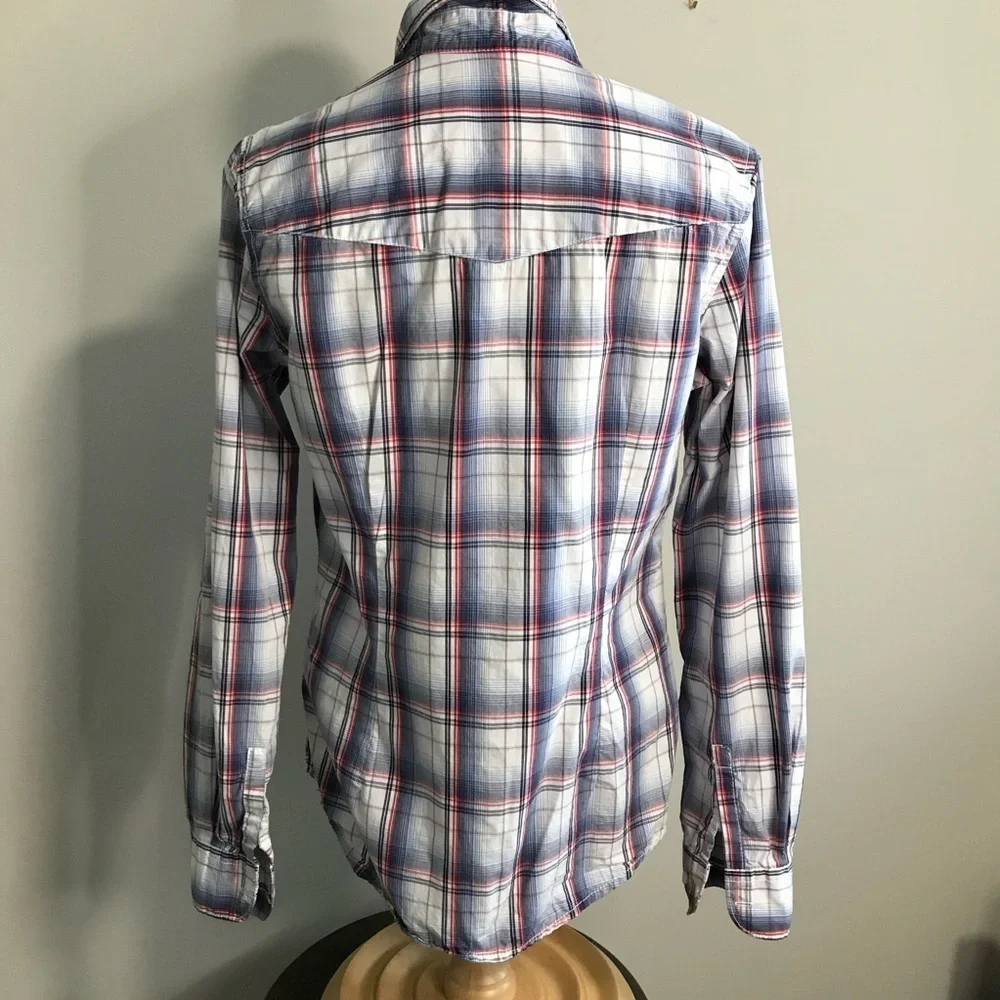 H&M (LOGG) Blue Lightweight Plaid Shirt - Size 10 - Picture 3 of 8